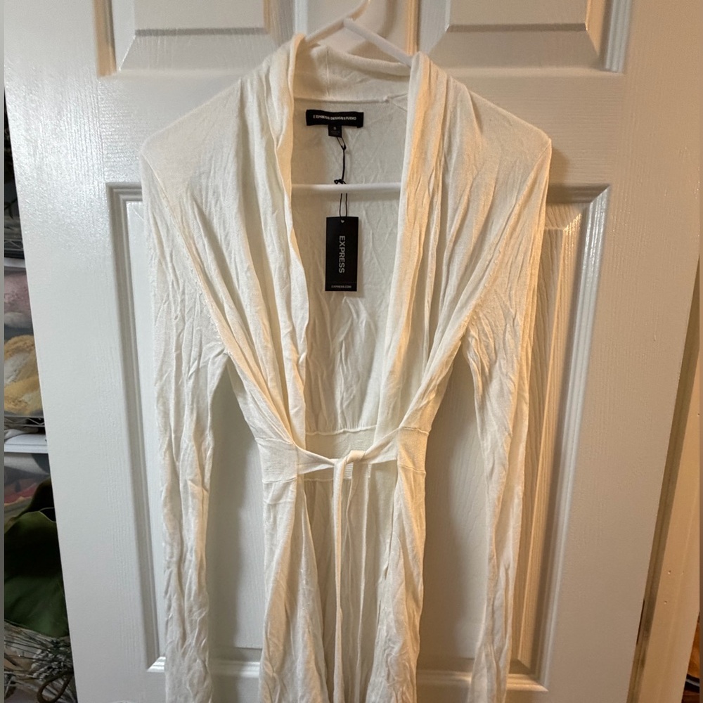 Express White Wrap sweater